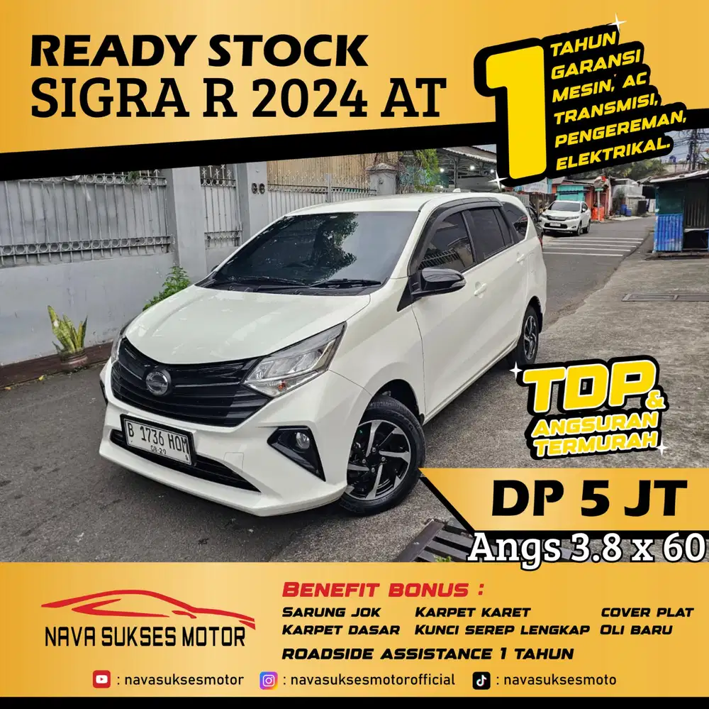 TDP 5 Jt Angs Termurah New Sigra R 2024 Matic Putih Low Km Like New