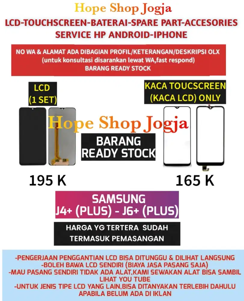 Service HP-Baterai-Touchscreen/LCD SAMSUNG J4+ (PLUS)-J6+ (PLUS)