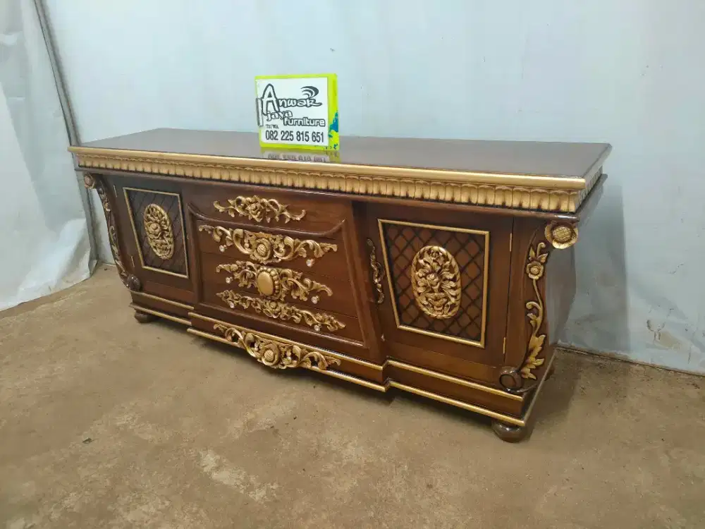 Bufet TV ukiran terbaru full kayu jati
