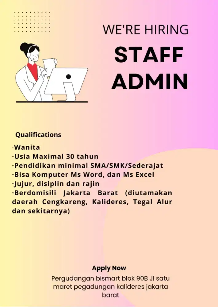 Dibutuhkan segera staff admin