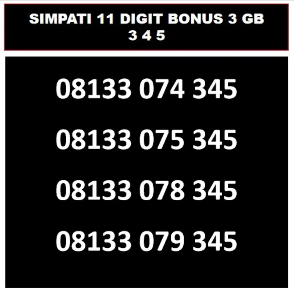 SimPATI 11 digit 345