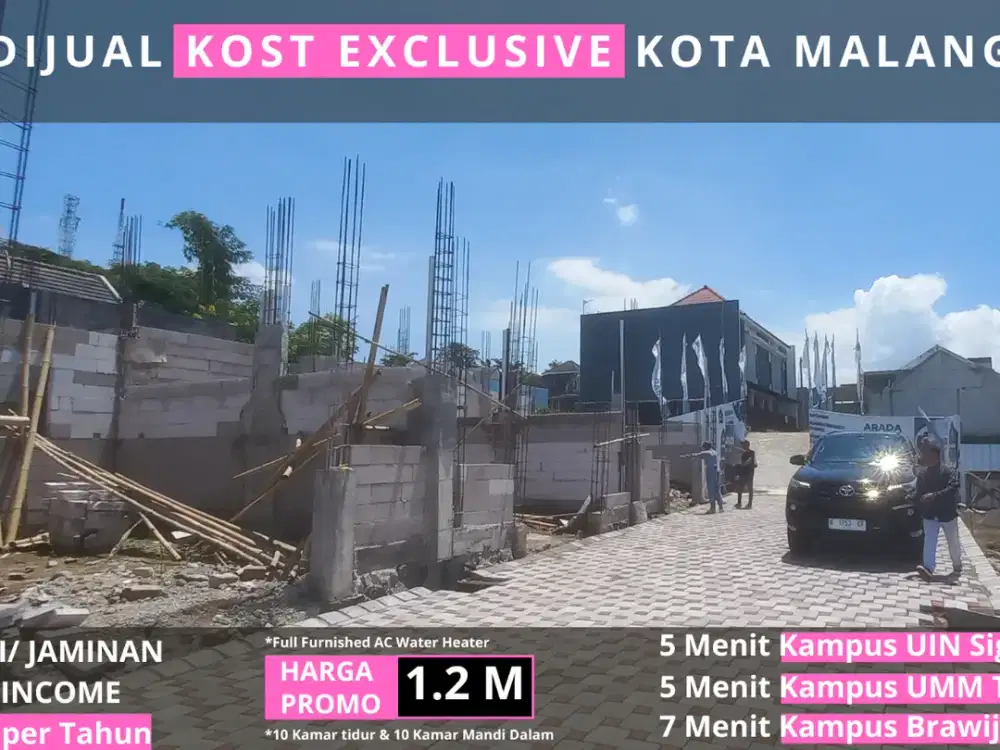 Kos Kosan Dijual Lebar Jalan 6 Meter 5 Menit Kampus UNISMA Malang Full Furnished