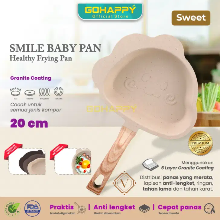 SMILE BABY PAN Panci MPASI 20cm Anti Lengket Marble Granit PFOA Free