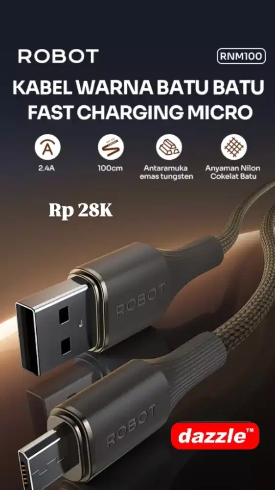 Kd robot RNM100 USB to micro 2,4A 1m Brown