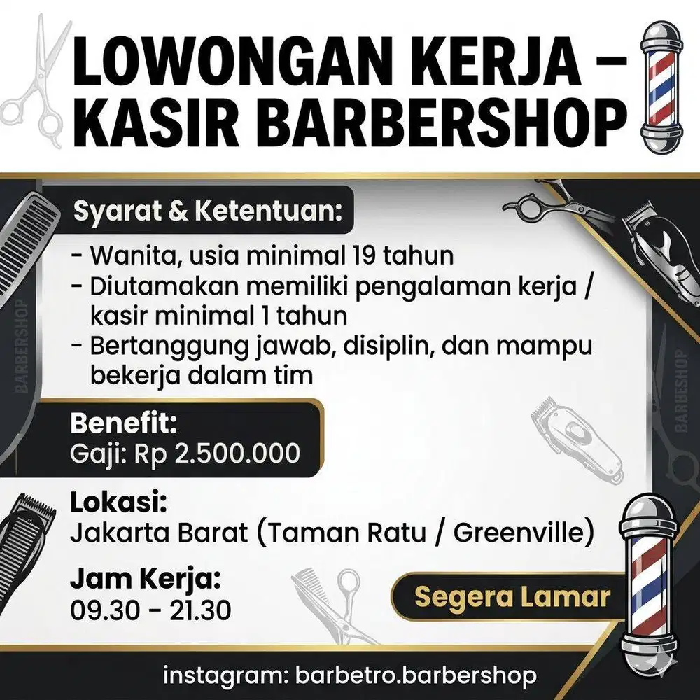 Lowongan Kerja - Kasir Barbershop