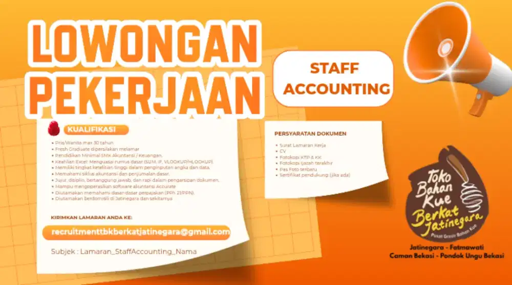 LOWONGAN PEKERJAAN STAFF ACCOUNTING
