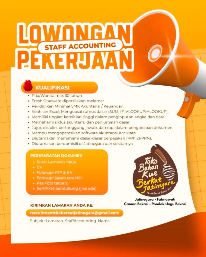 LOWONGAN PEKERJAAN STAFF ACCOUNTING