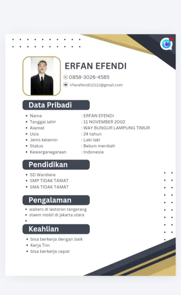 cari loker pak buk setay skrg di kelapa indah tangerang