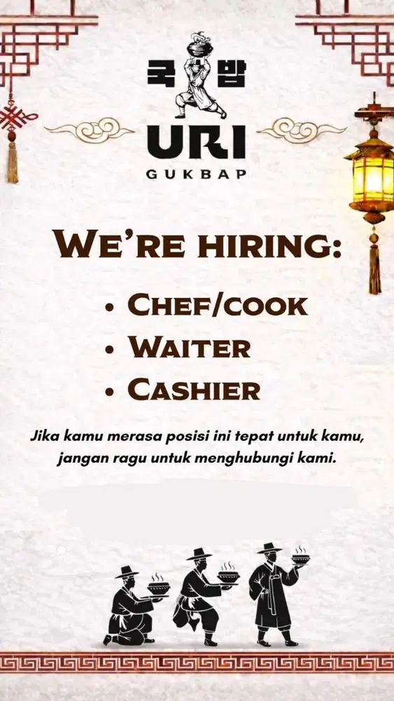 DIBUTUHKAN WAITER, KASIR & COOK