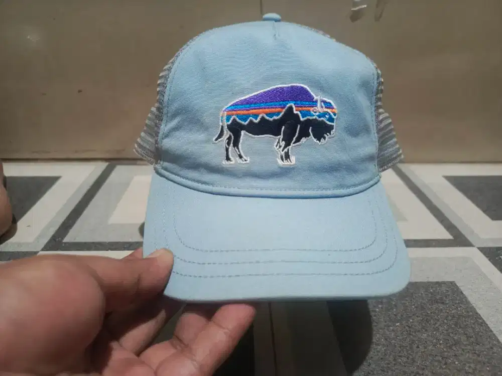 Topi Patagonia Fitz Roy Bison Trucker Hat Original - Sky Blue FA19