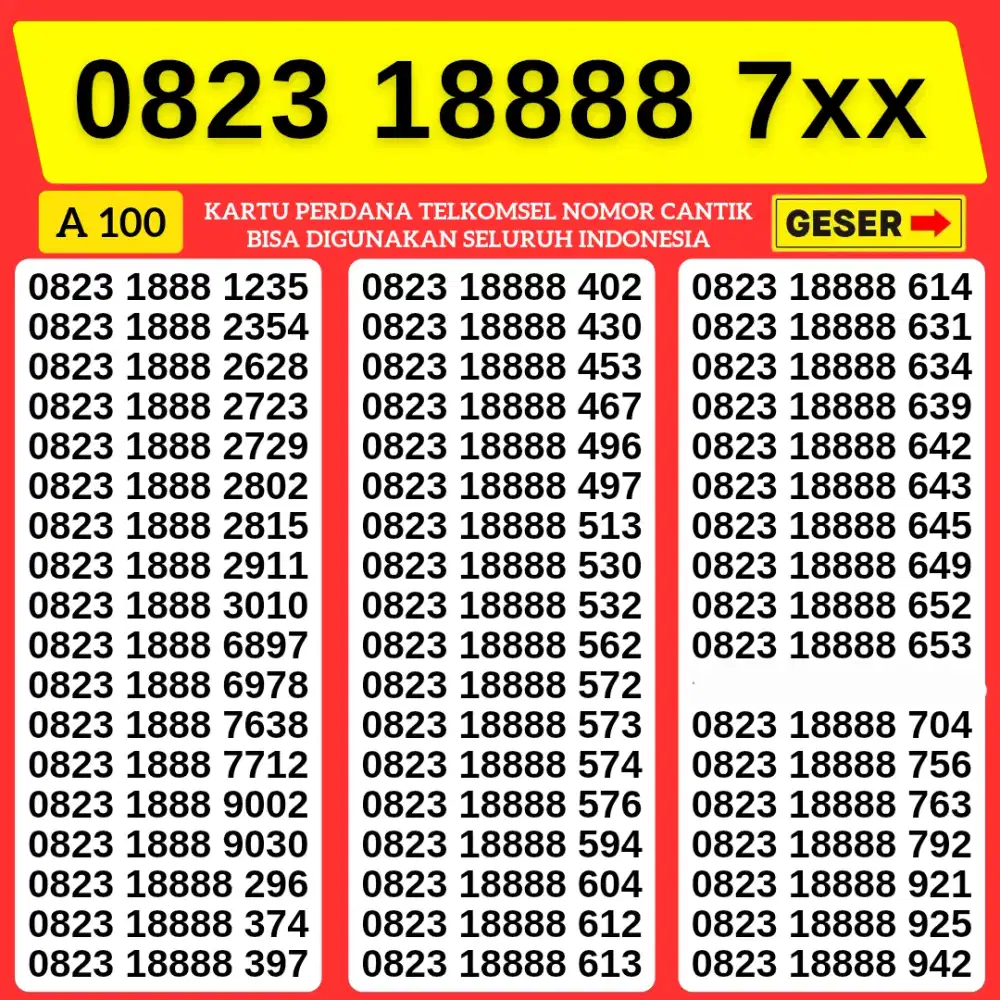 NOMOR CANTIK TELKOMSEL MURAH SERI 18888 BISA COD BAYAR DITEMPAT