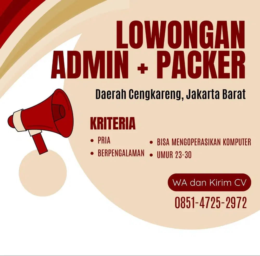 Lowongan Admin OnlineShop - Packing Produk - Cek Stok - Chat Customer