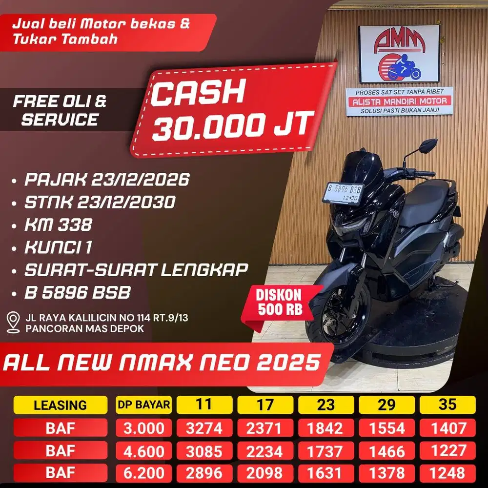 NMAX NEO 2025 KM LOW PAJAK HIDUP INDODANA ALLOBANK SPAYLATER ALISTA