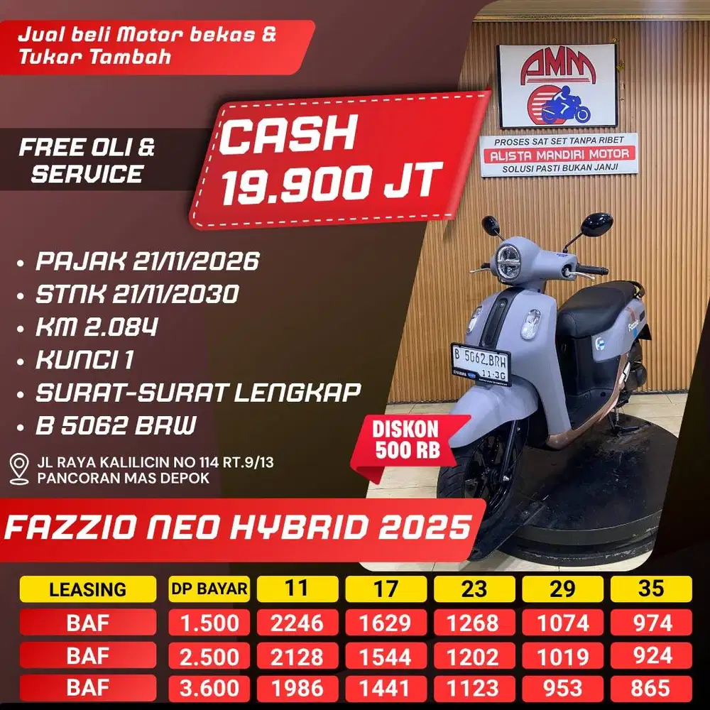 FAZZIO LUX 2025 KM LOW LIKE NEW PAJAK HIDUP CC 0% KREDIVO GOPAY ALISTA