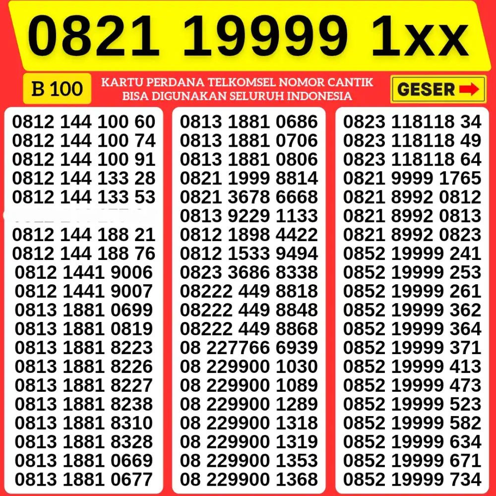 NOMOR CANTIK TELKOMSEL MURAH SERI 19999 BISA COD BAYAR DITEMPAT