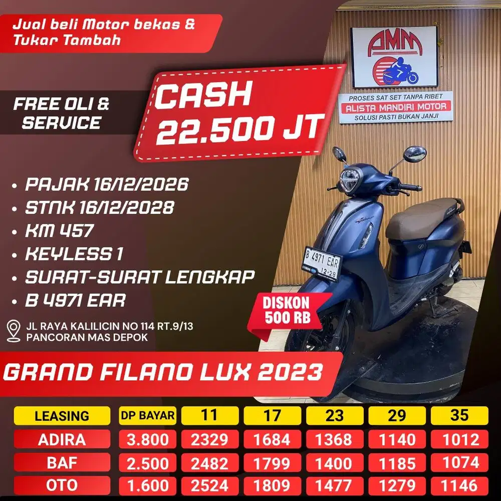 GRAND FILANO LUX 2023 PAJAK HIDUP KREDIVO INDODANA CC 0% GOPAY ALISTA