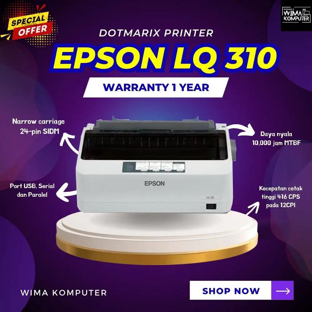 Printer Dotmatrix Epson LQ-310 LQ310 LQ 310 Fullset Dus Garansi