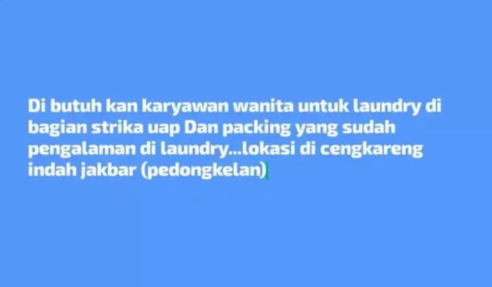 Lowongan kerja laundry cengkareng jakarta barat