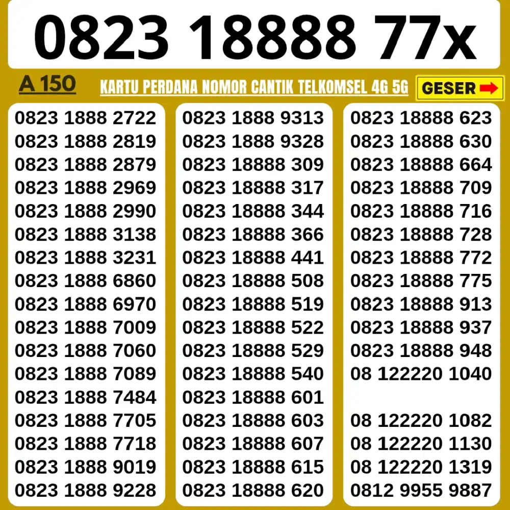 NOMOR CANTIK TELKOMSEL MURAH SERI 18888 BISA COD BAYAR DITEMPAT