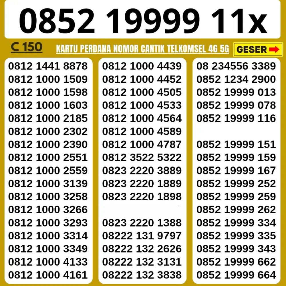 NOMOR CANTIK TELKOMSEL MURAH SERI 19999  BISA COD BAYAR DITEMPAT