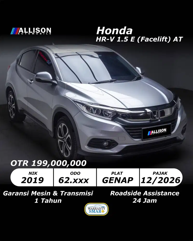 Honda HR-V 1.5 E AT 2019 NoPol Genap