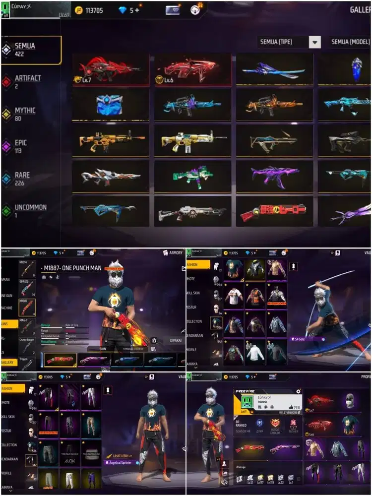 Jual akun ff SG OPM murah aman dan anti hb