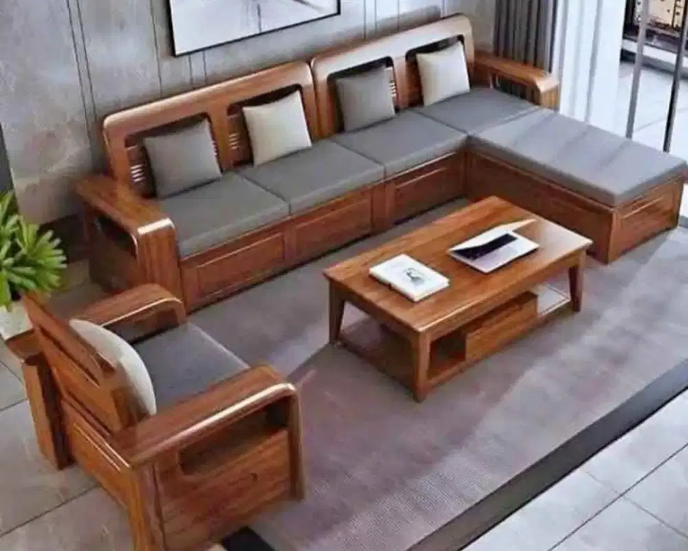 Set meja tamu minimalis jati