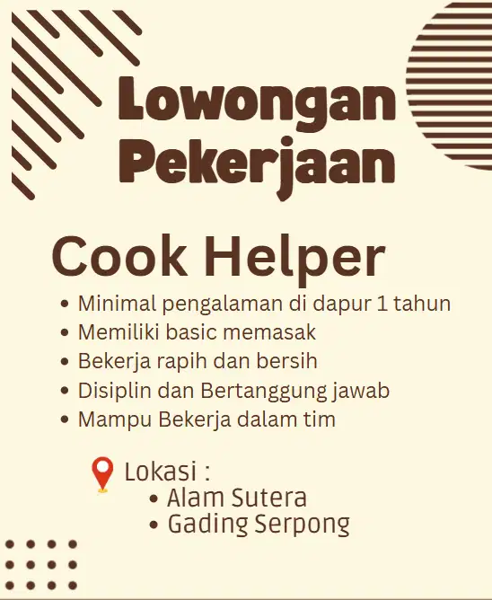 Dibutuhkan Cook Helper