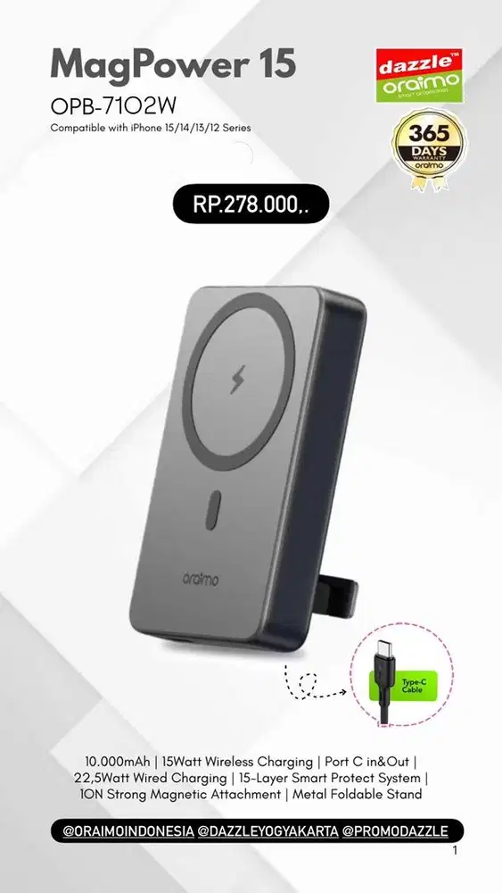 Powerbank MagSave Oraimo OPB-7102W