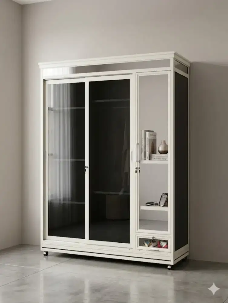 Lemari putih 3pintu Sleding