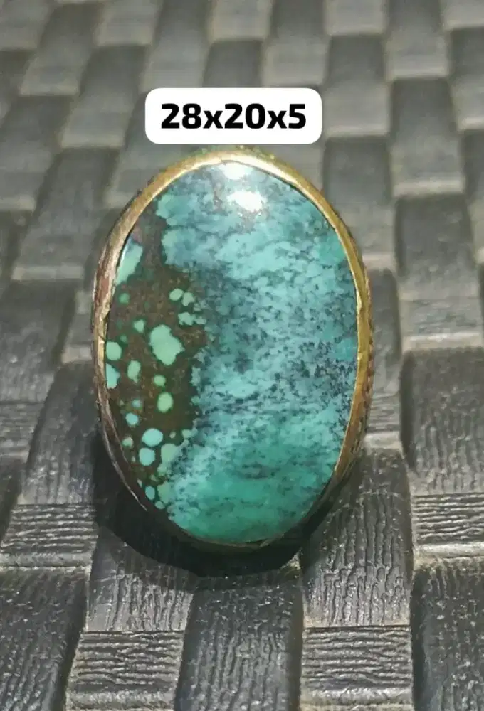 Batu Akik Cincin Pirus Persia Turquoise size Jumbo 28x20x5mm