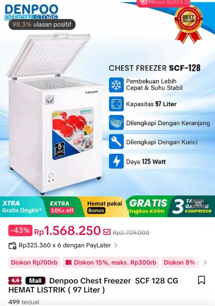 Freezer denpo SFC 128 CG 100 liter