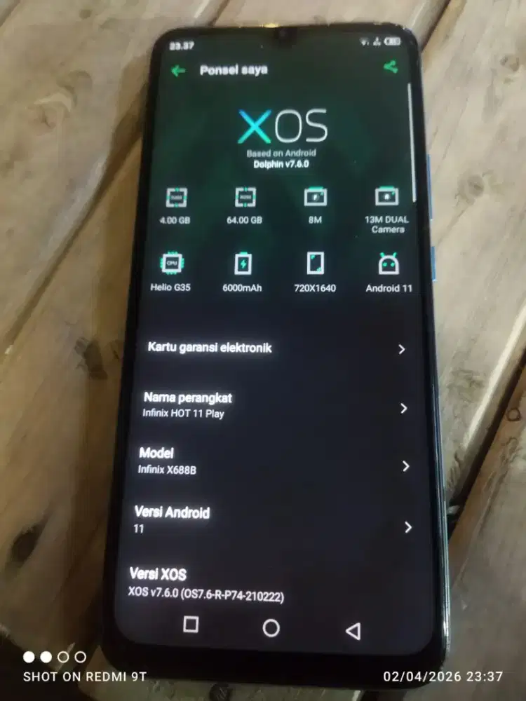 infinix hot 11 play 4/64gb normal