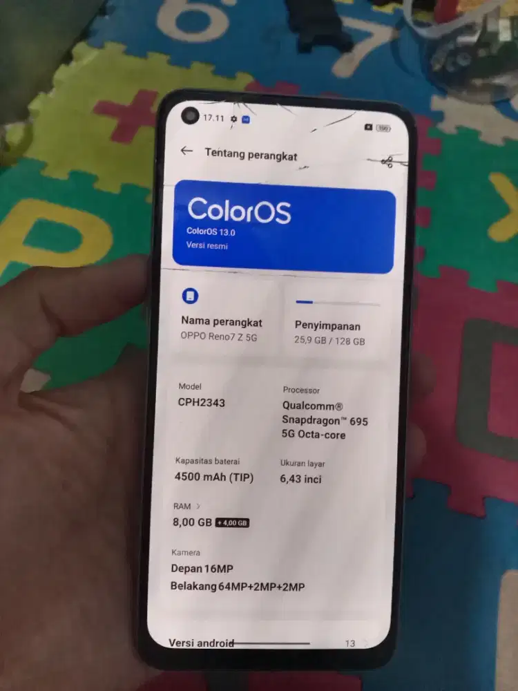Oppo Reno 7z 5G, ram 8/128gb , lengkap Ada minus, DIBACA