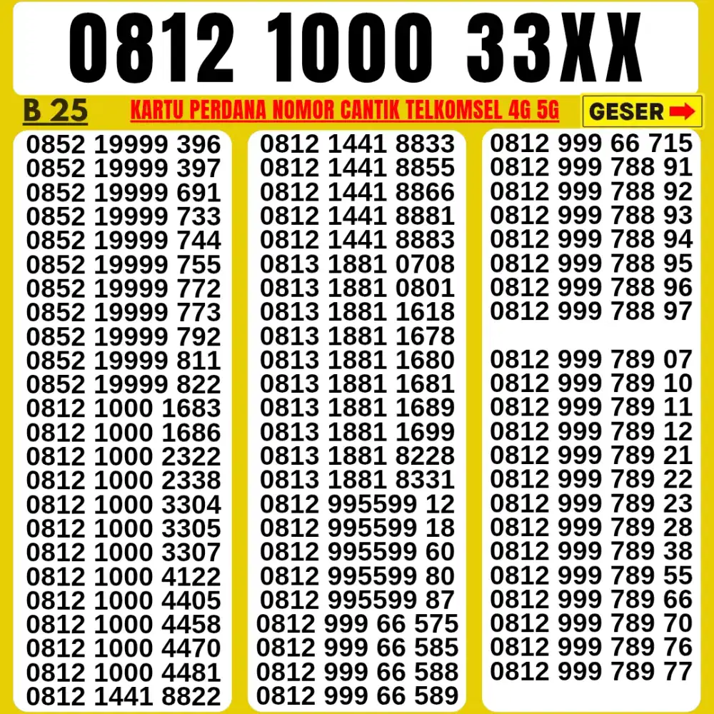 NOMOR CANTIK TELKOMSEL KARTU PERDANA  SUPER MURAH