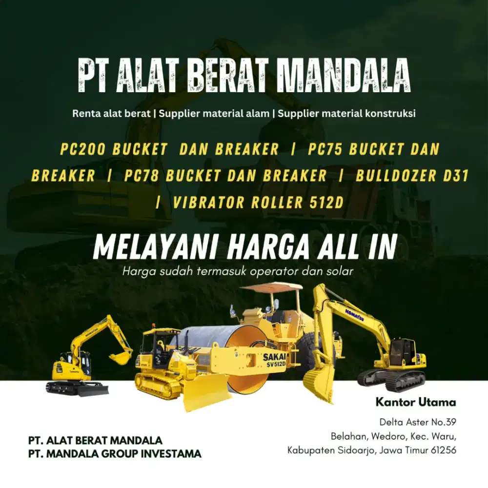 Rental alat berat excavator dozer dan vibro