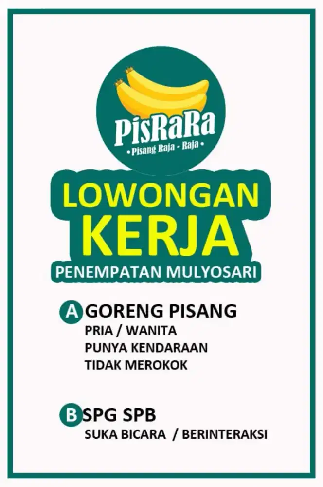 Loker Pegawai Pisang