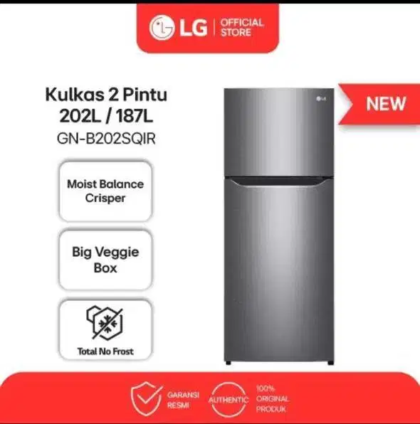LG kulkas 2 pintu 202L/187L