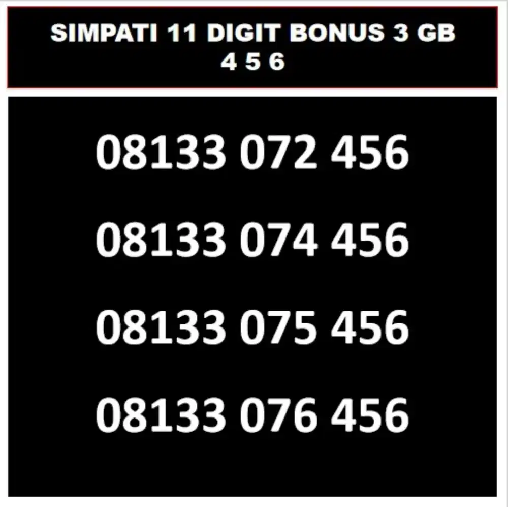 SimPATI 11 DIGIT 456
