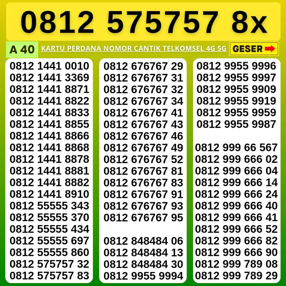 NOMOR CANTIK TELKOMSEL KARTU PERDANA  SUPPORT 4G 5G LANGSUNG DIGUNAKAN