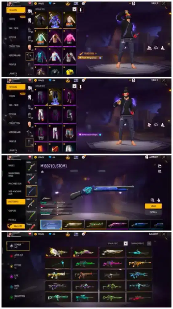 Jual akun ff SG raper mp5 max 30k