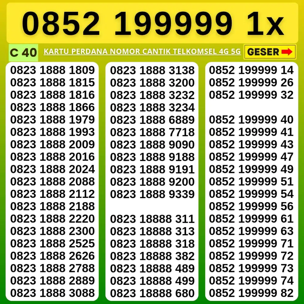 NOMOR CANTIK TELKOMSEL KARTU PERDANA  SUPPORT 4G 5G LANGSUNG DIGUNAKAN