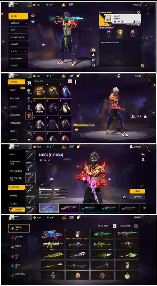 ready akun free fire Polosan murah aman dan terpercaya