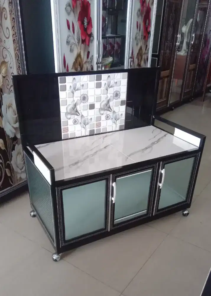 Meja kompor almanium 3 pt