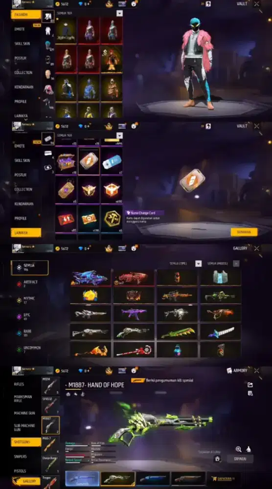 Jual akun ff spek gg