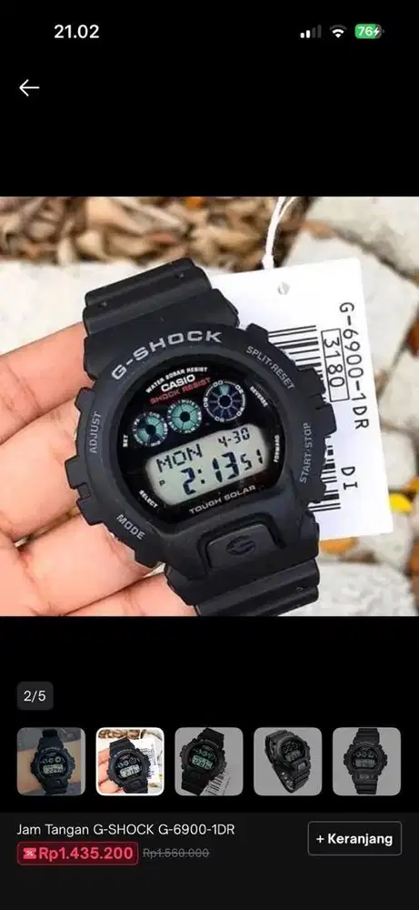 Jam G-Shock G-6900-1DR Tough Solar