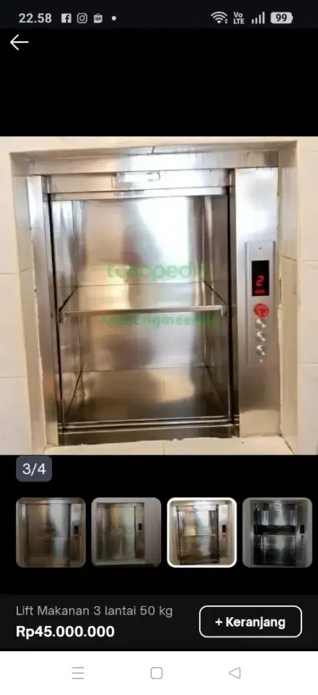 Lift Makanan 2 lantai 50 KG