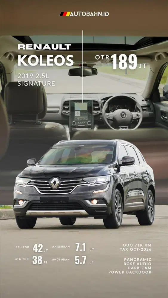 Fitur Gila! Renault Koleos 2.5 Signature 2019 panoramic bose pbd