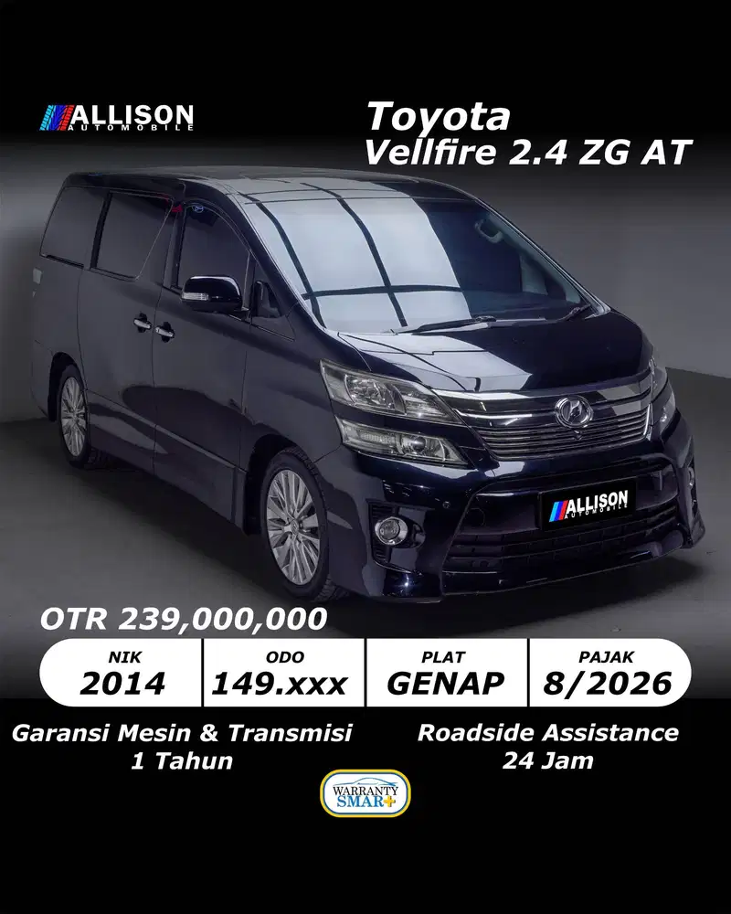 [TANPA TDP!!!] Toyota Vellfire 2.4 ZG Premium Sound Metik 2014 Genap