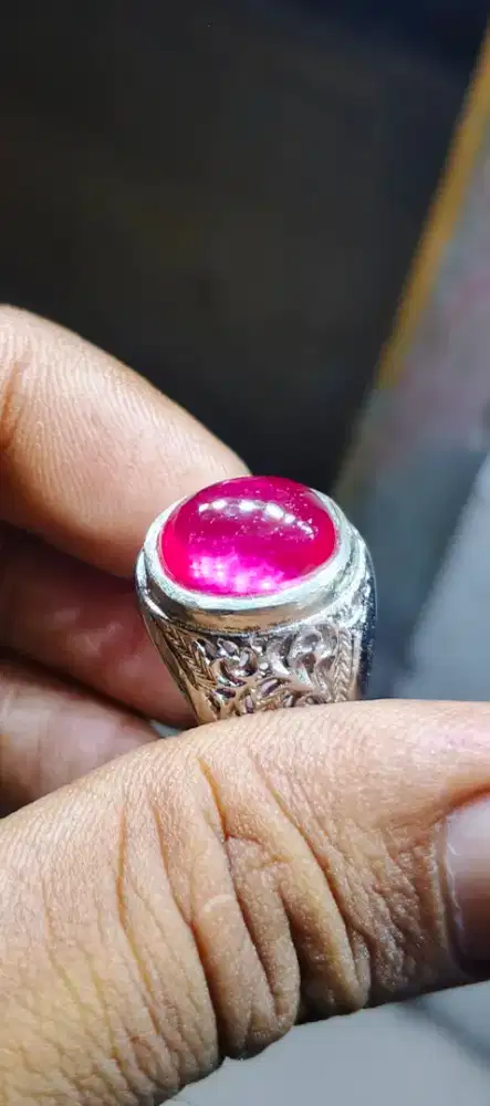 Siem rose bangkok ring alpaka ukir size 7
